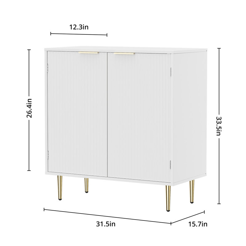 Buffet Sideboard Cabinet With 2 Doors, Modern Kitchen Cabinet With Golden Handles & Legs, Adjustable Shelf, Accent Coffee Bar Storage Sideboard For Kitchen, Living Room