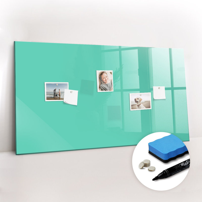 Magnetic Glass Dry Erase Board, Turquoise