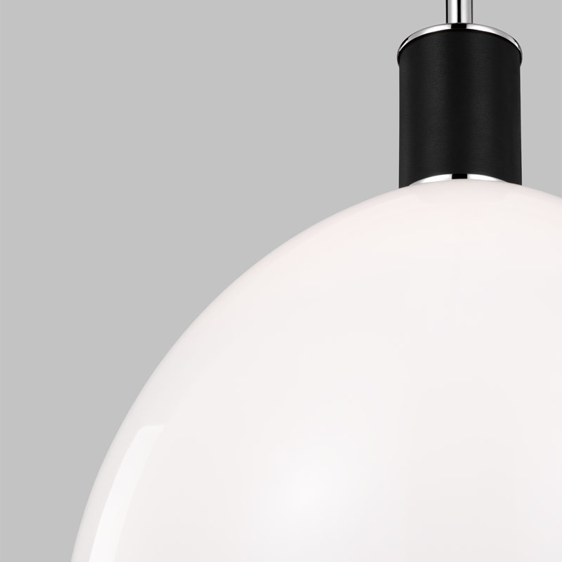 Polished Nickel Indoor/Outdoor Pendant Light with Milk White Glass Shade
