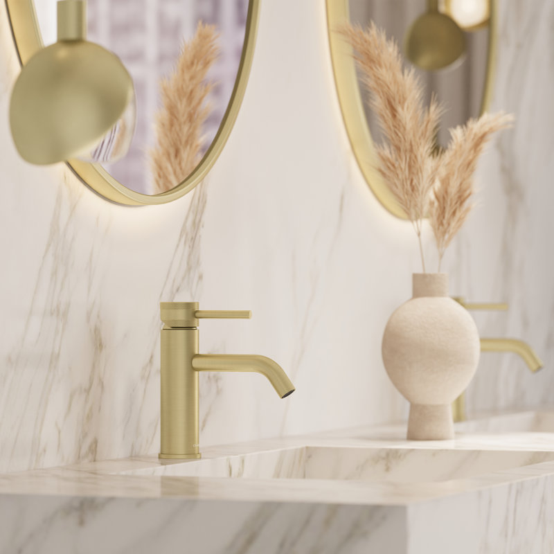 Angelsey Single-Hole Round Faucet with Pop-Up Drain, Single-Handle Bathroom Sink Faucet in Zirconium Gold, Zirconium Gold