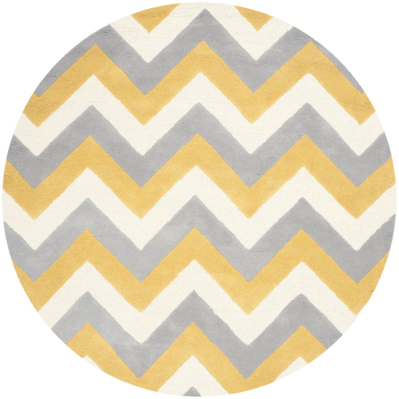 Tapis en laine touffeté à la main Sanyla, Rond 6 pi