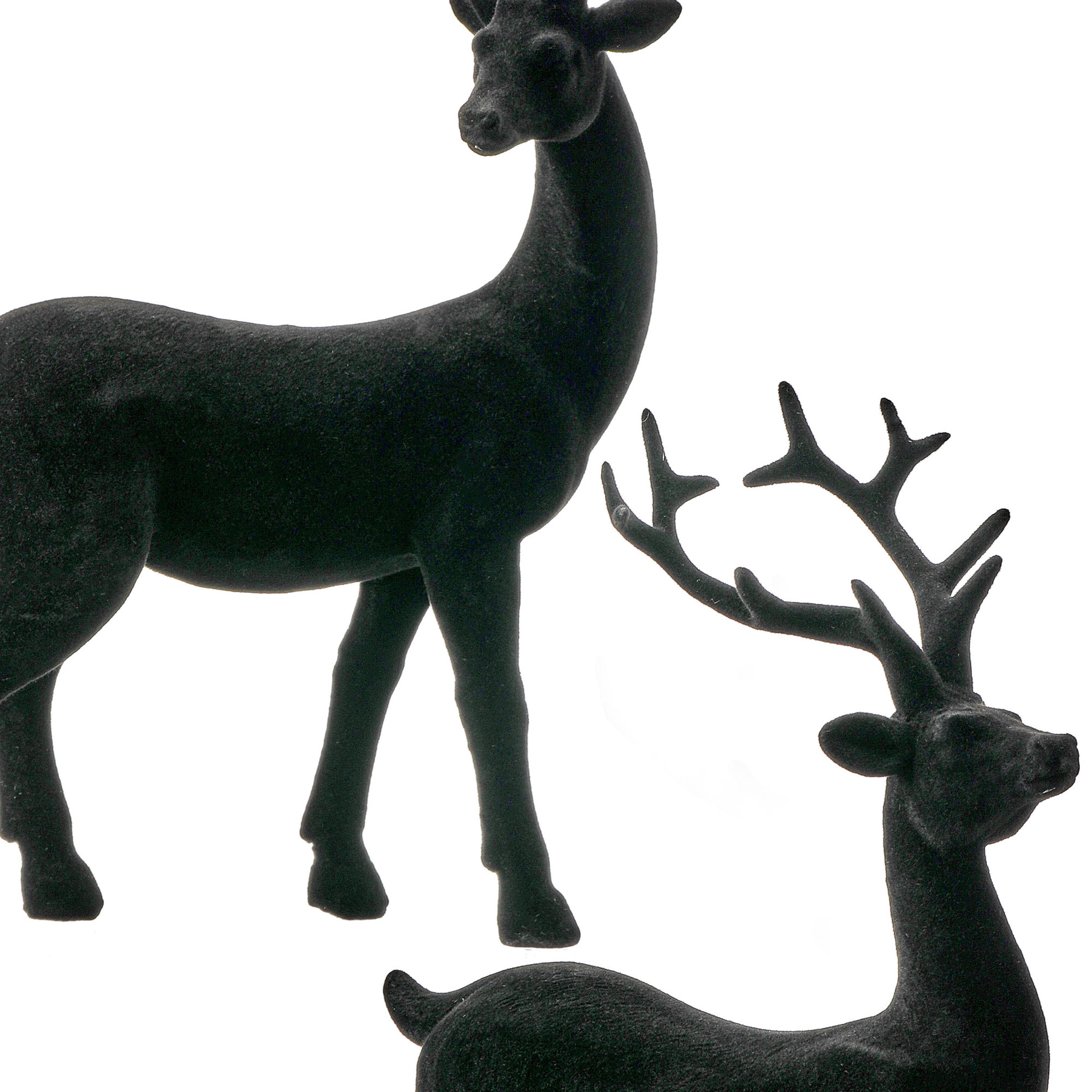 6-9.5" Resin Flocked Deer Set of 2, Black