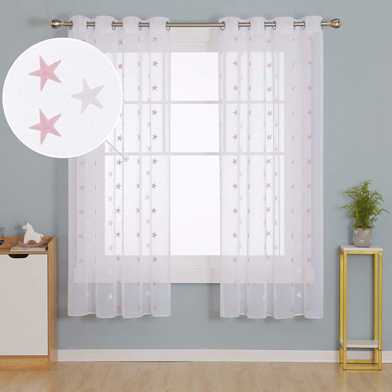 Eliga Sheer Pair, Width 140 x Drop 138cm, Pink