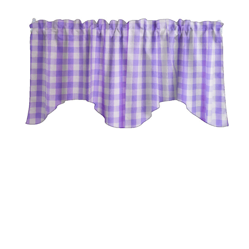 Cantonnière festonnée à carreaux Gingham, Lavande