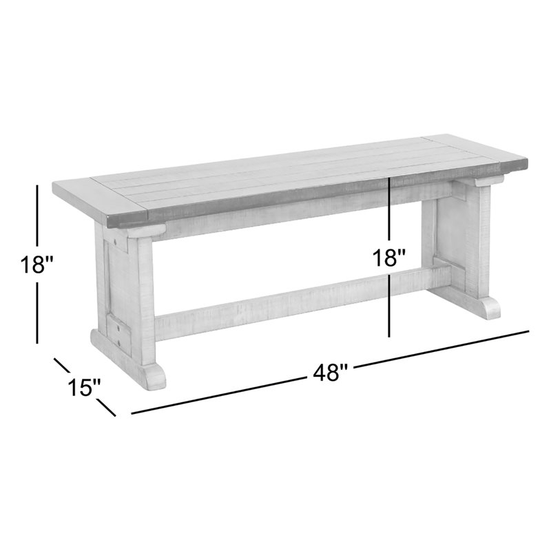 Edenbridge Wood Dining Side Bench, Alpine Gray