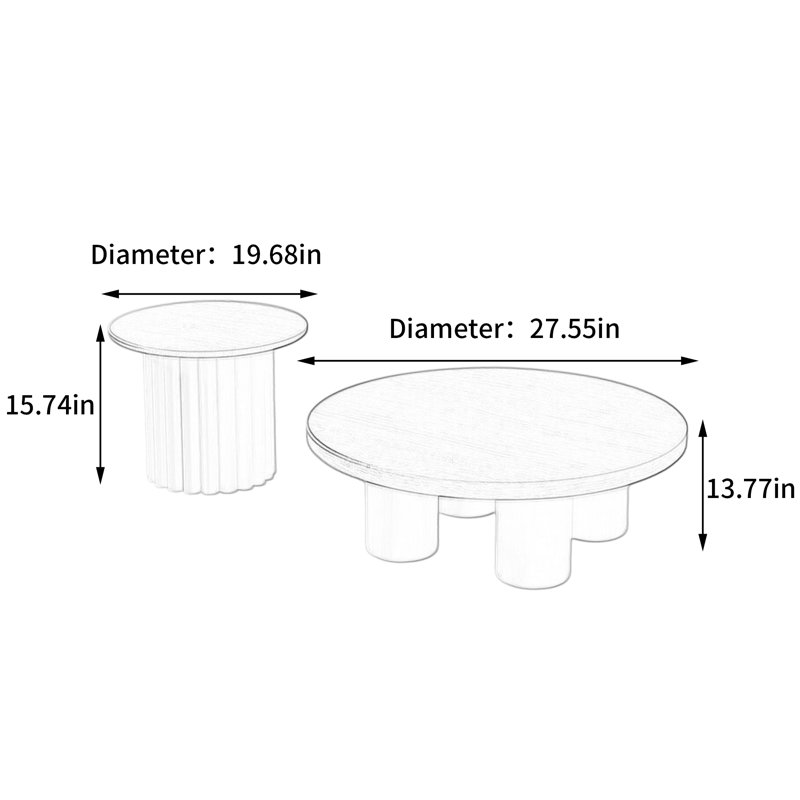 Table basse, Noir, H 13,77 po x L 27,55 po x l 27,55 po