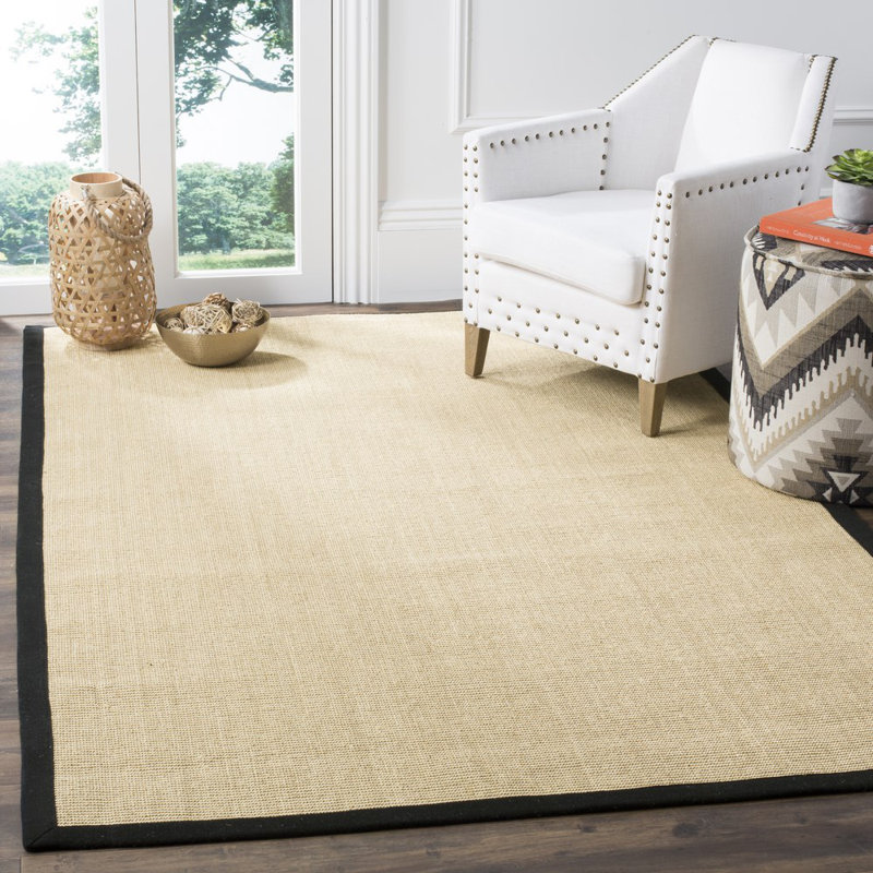 Cybil Auckland Jute Maize/Black Area Rug, Rectangle 9' x 12'