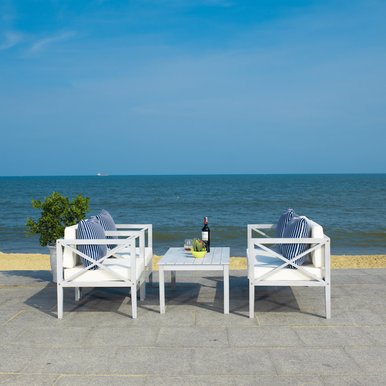 Mondovi Eucalyptus 4 - Person Patio Conversation Set with Cushions, Gray