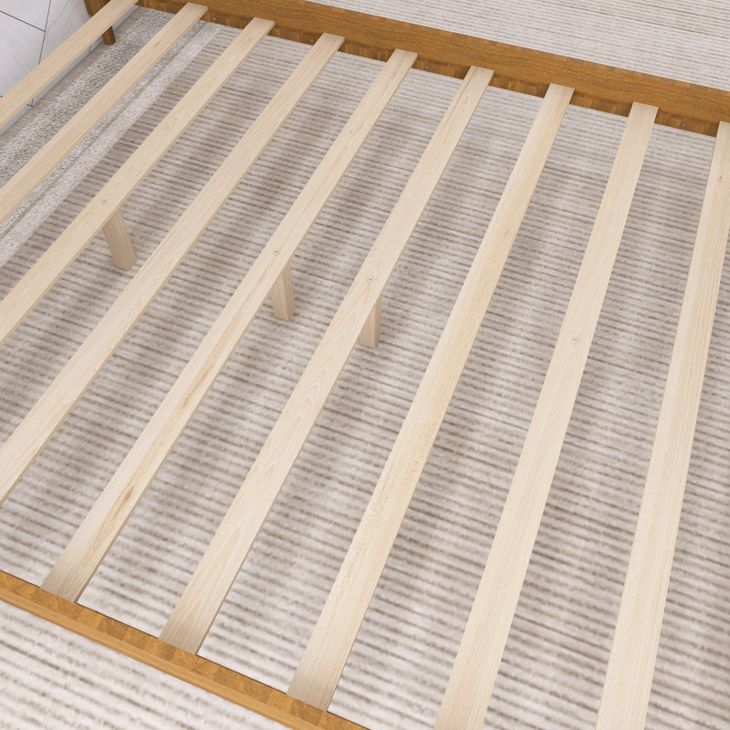 Walnut Wood Frame Queen Platform Bed