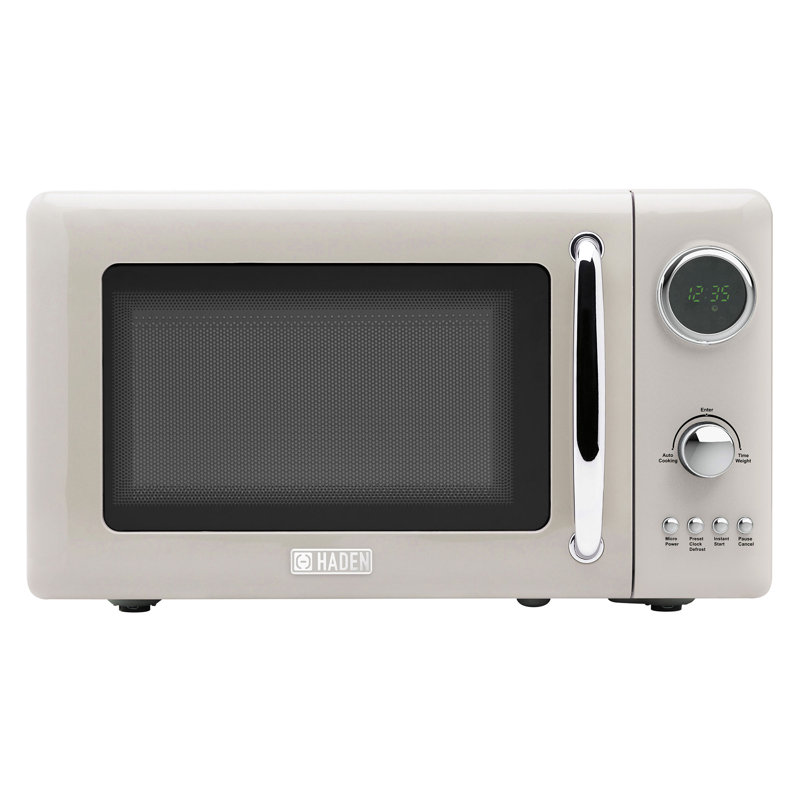 Haden 700 Watt 0.7 Cubic Foot Microwave Oven with Digital Controls, Putty/Chrome, Gray