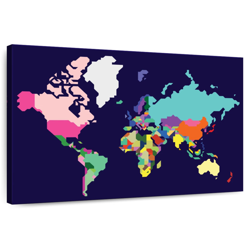Carte du monde pastel Aliaz, H 32 po x l 48 po