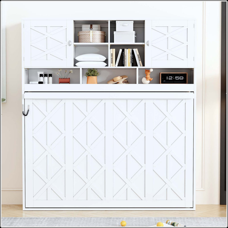 Grand lit escamotable avec grand rangement, Rayures en losange