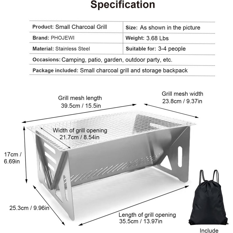Barbecue au charbon Hoomic 15,5 W