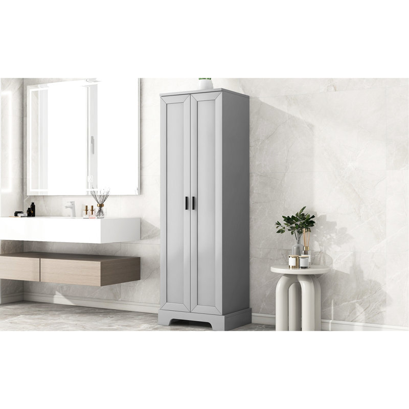 Rangement de bureau gris, deux portes, tablettes réglables, matériau de basculement à deux portes,