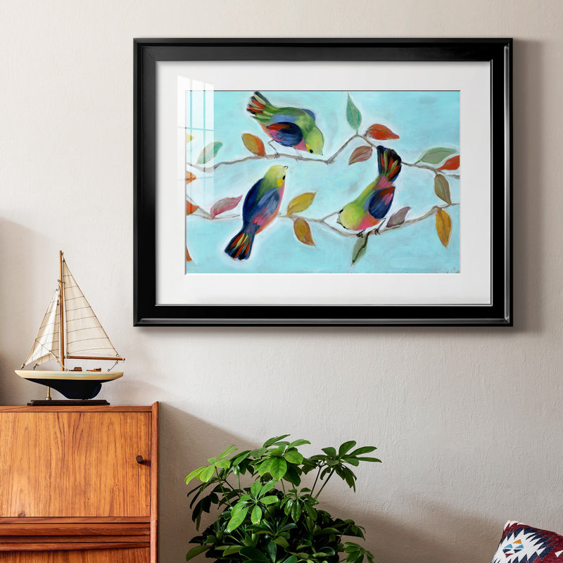 Bitty Birds I - peinture encadrée, Noir, H 26,5 po x l 36,5 po x P 1,5 po