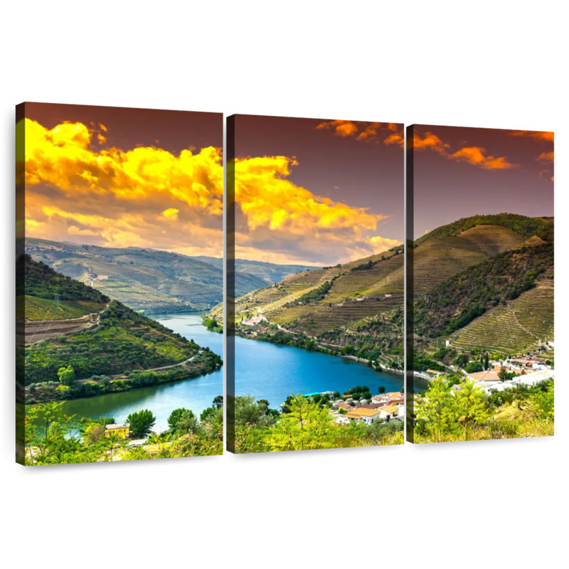 Scène de coucher de soleil dans la vallée du Douro à Alvord, H 28 po x l 45 po