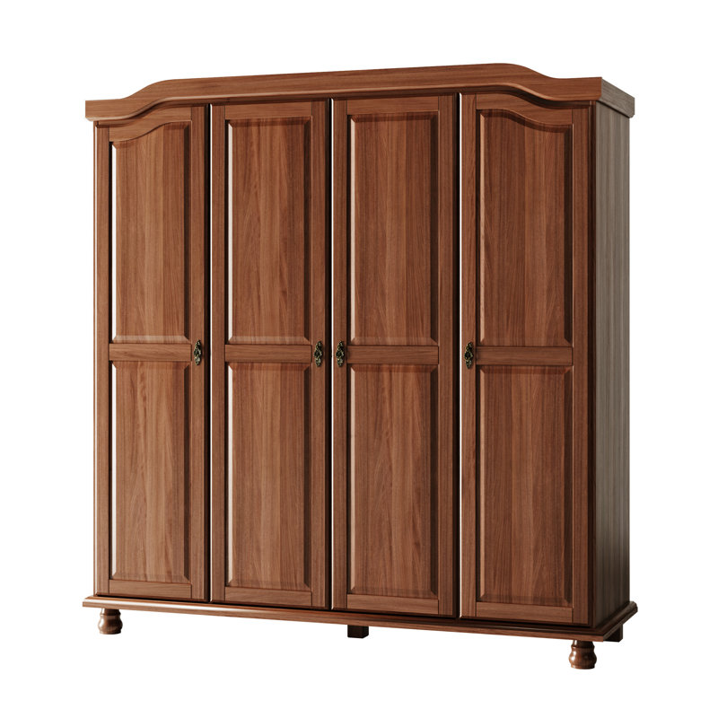 Armoire penderie 100% bois massif 4 portes Kyle, Moka