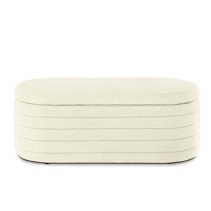 Banc ovale rembourré avec rangement - Améliore la pratique du compartiment caché moderne, Crème, crème