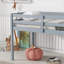 Lit mezzanine simple en bois d'hévéa avec lattes renforcées, aucun sommier nécessaire, gris pour la deuxième chambre