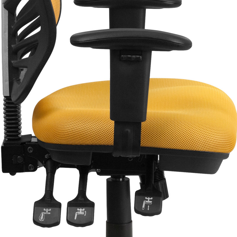 Mid-Back Mesh Multifunction Executive Swivel Ergonomic Office Chair with Adjustable Arms, Yellow