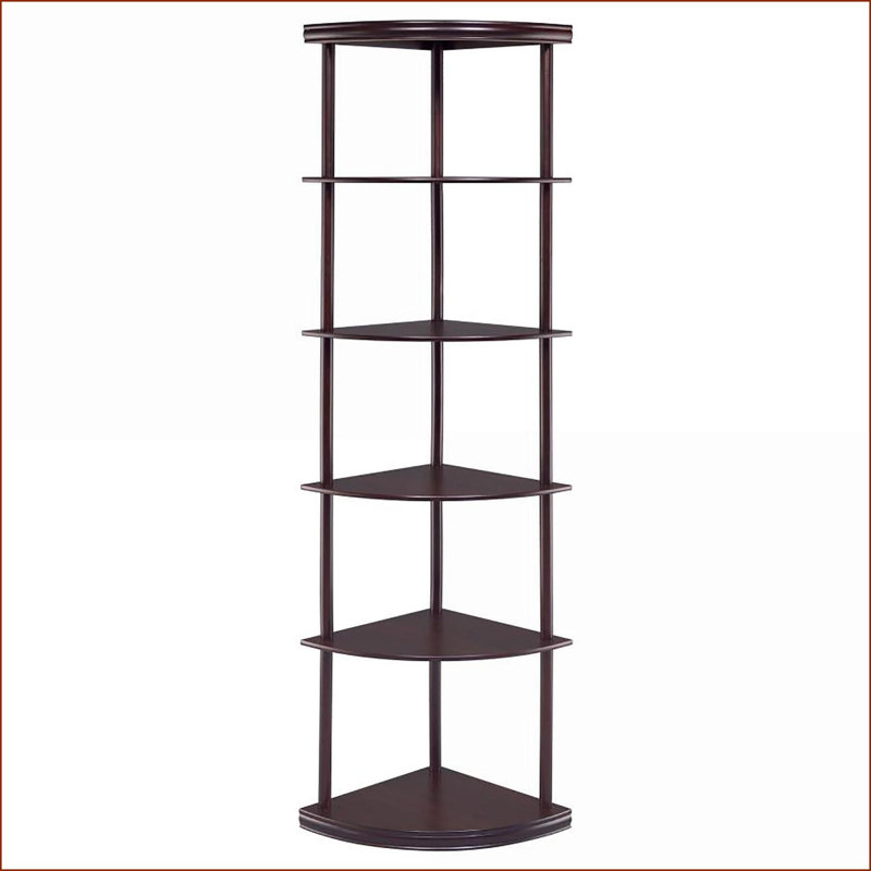 Bibliothèque, coin transitionnel à 5 tablettes, H 71,75 po, bois d'ingénierie, brun foncé | Cappuccino | Bureau