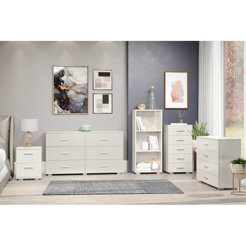 Domnique White 2 Drawer Bedside Table