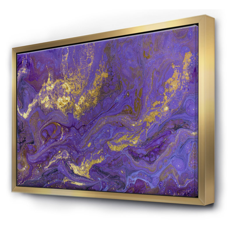 Marbré texture ondulée I - reproduction d'art sur toile, H 24 po x l 32 po x P 1 po, Toile encadrée d'or