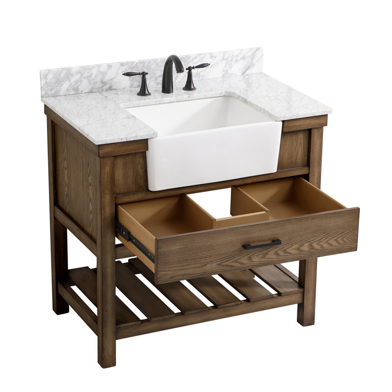 Ensemble de meuble-lavabo simple 36 po Pelaghia, Bois flotté