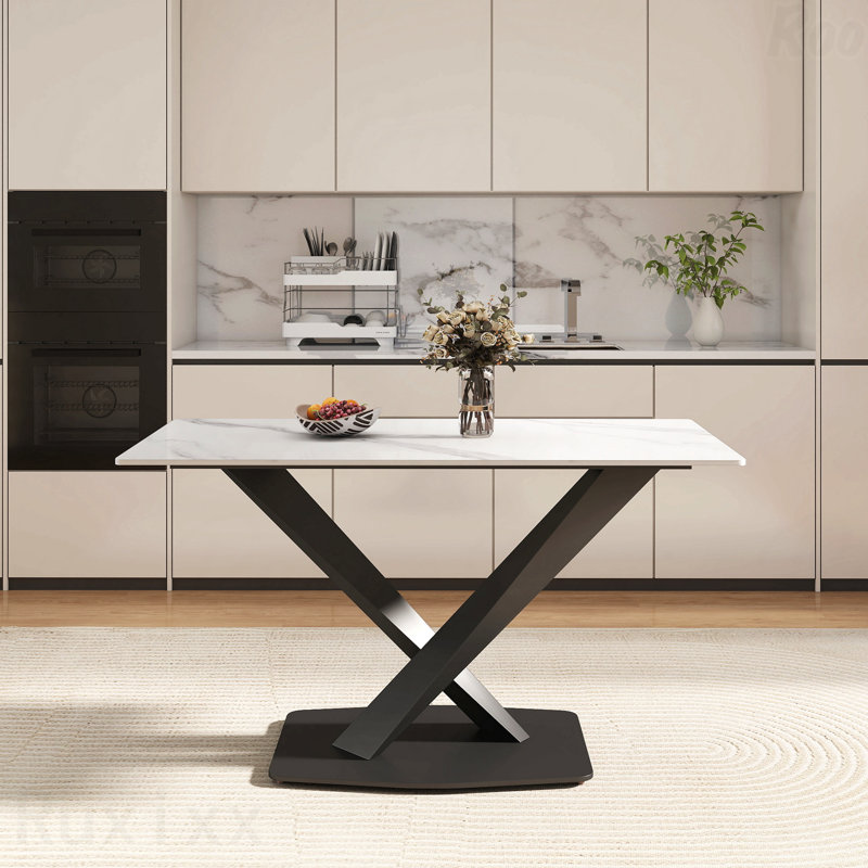 Table de salle à manger rectangulaire 55,25 po 55 pi, H 29,53 po x L 55,12 po x l 31,5 po, Blanc