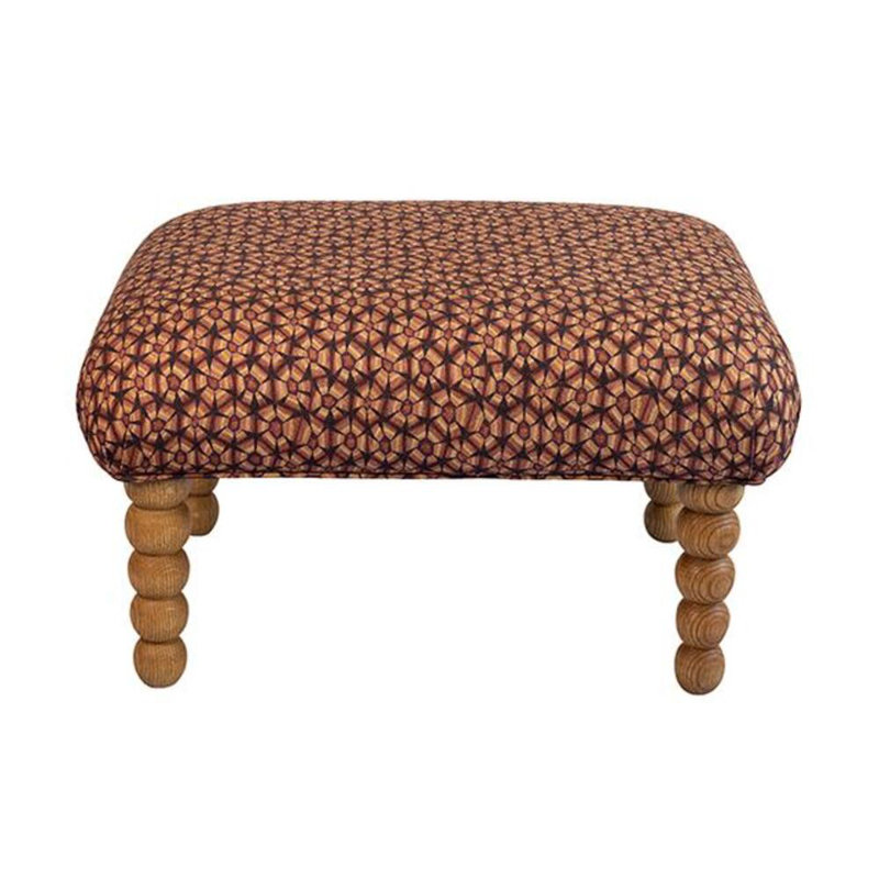 Pod Fabric Ottoman, Sealed Oak, Thanda Tortoise Plum Linen
