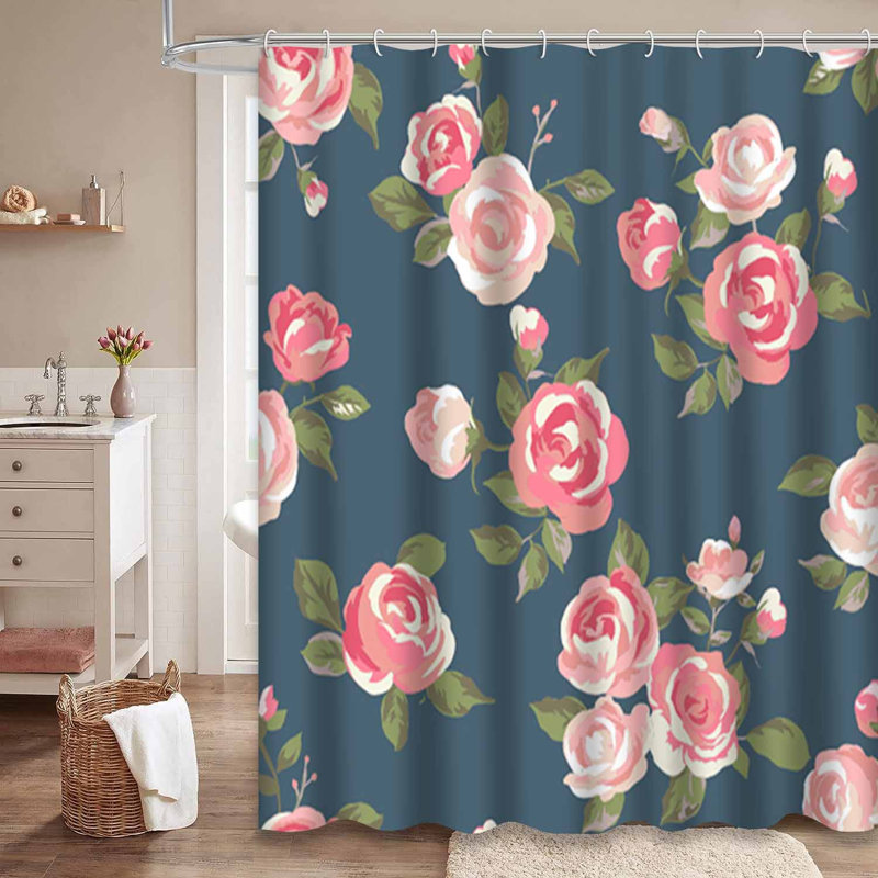 Rideau de douche bleu à 12 crochets, L 72 po x l 78 po