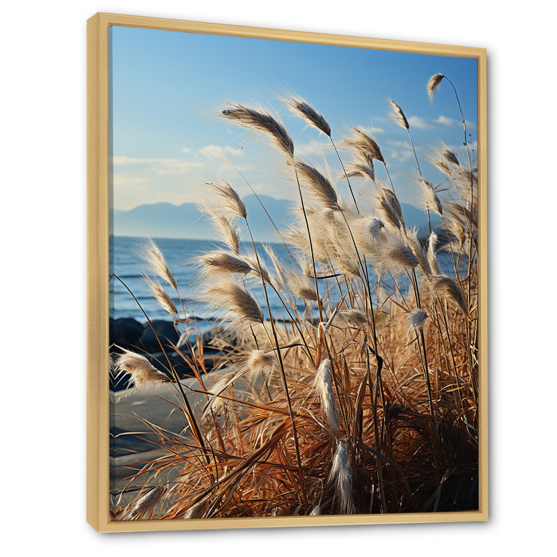 Beachgrass, photographie, horizon encadré sur toile, Cadre naturel flottant, H 32 po x l 16 po x P 1 po