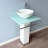 QieRao BV019S 35'' Tall Oval Pedestal Bathroom Sink with Faucet and Drain