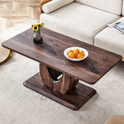 Walnut Coffee Table With Dark Brown Textured Fine Detail - Living Room Exquisite Element Sticker In Walnut Colour Essential