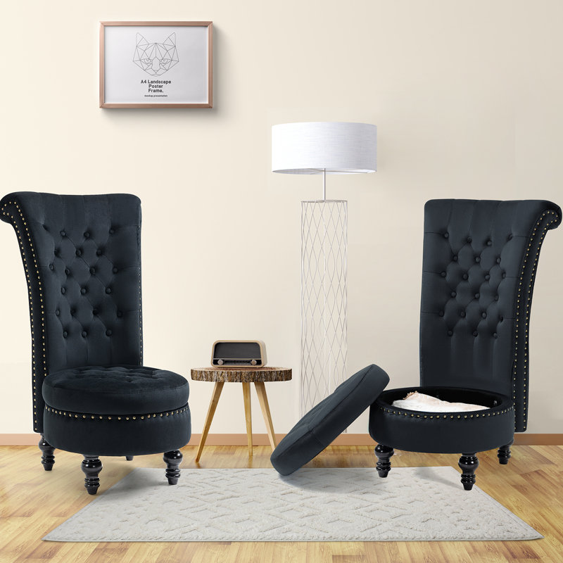 Jaivin Upholstered Accent Chair, Black Velvet