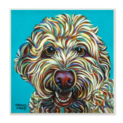 «Blue Pop Style Bright Bold Shaggy Dog Portrait» par Carolee Vitaletti - impression