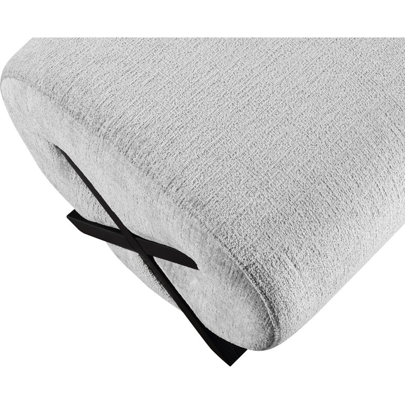 Akira Fabric Ottoman, Grey Polyester Fabric, Black
