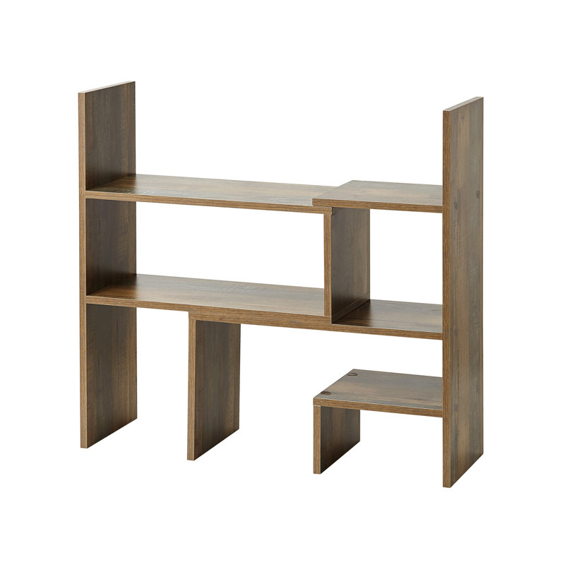 Yak About It Compact Adjustable Dorm Desk Bookshelf, Brown