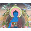 Bouddha de la médecine Thangka (Thangka sans brocart) | Or 24 carats avec acrylique sur toile