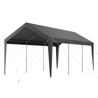 Abri d'auto, auvent de voiture d'extérieur 10 x 20 pi, abri d'auto potable, abri de voiture galvanisé robuste, résistant aux rayons UV et à l'eau, protection toutes saisons, remise de rangement pour bateau à moteur, gris