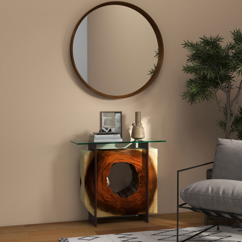 Samar Round Mirror, Antique Brass, 39" H x 39" W