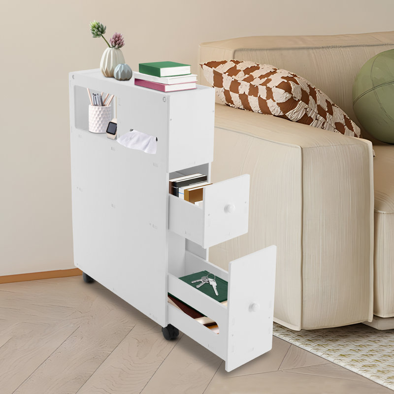 Armoire de rangement pour salle de bain avec tiroirs et roulettes