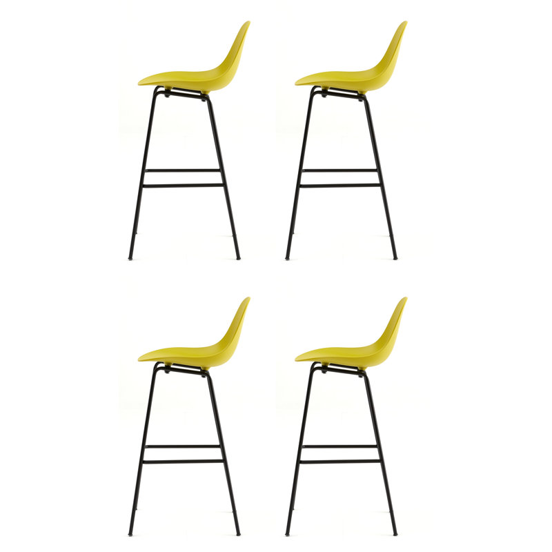 Tabouret de comptoir TA - Noir - Base noire, Noir, Tabouret de comptoir (siège d'une hauteur de 25,6, Moutarde