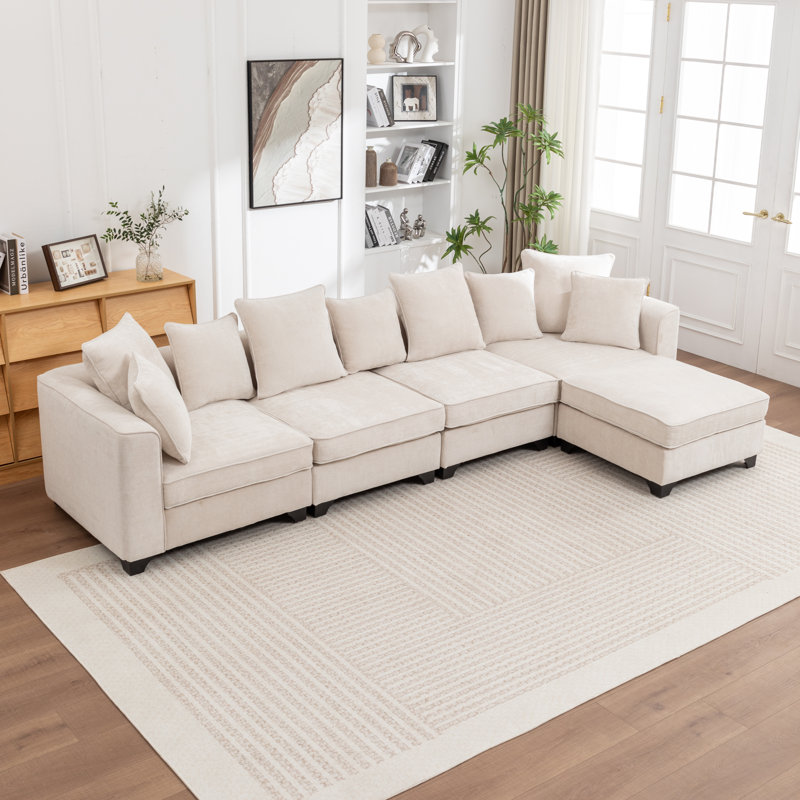 Bennett 5- Piece Sectional Sofa With Ottoman, Beige