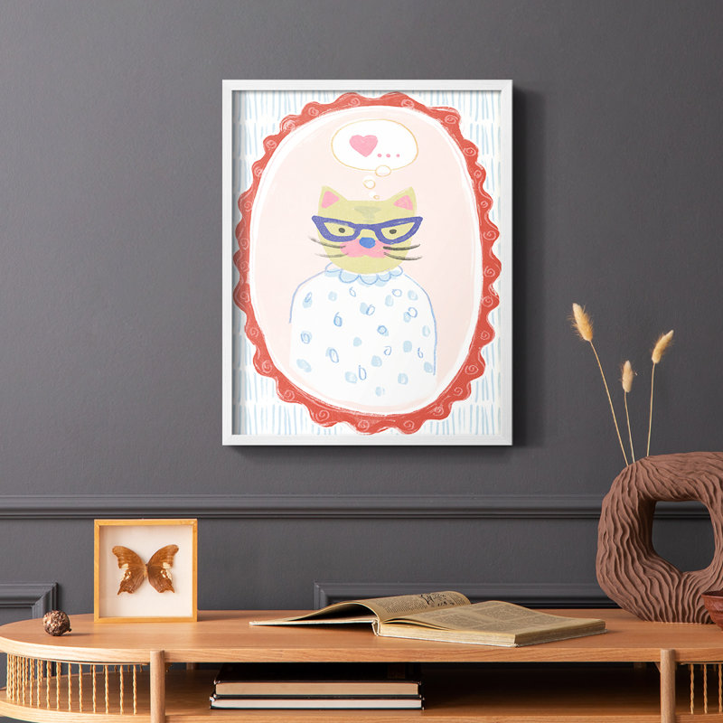 Cameo Characters Collection B Framed Print - Solid Wood, White Single Picture Framed, 14" H x 11" W