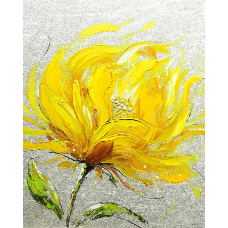 Yellow Fluffy Flower Print On Canvas