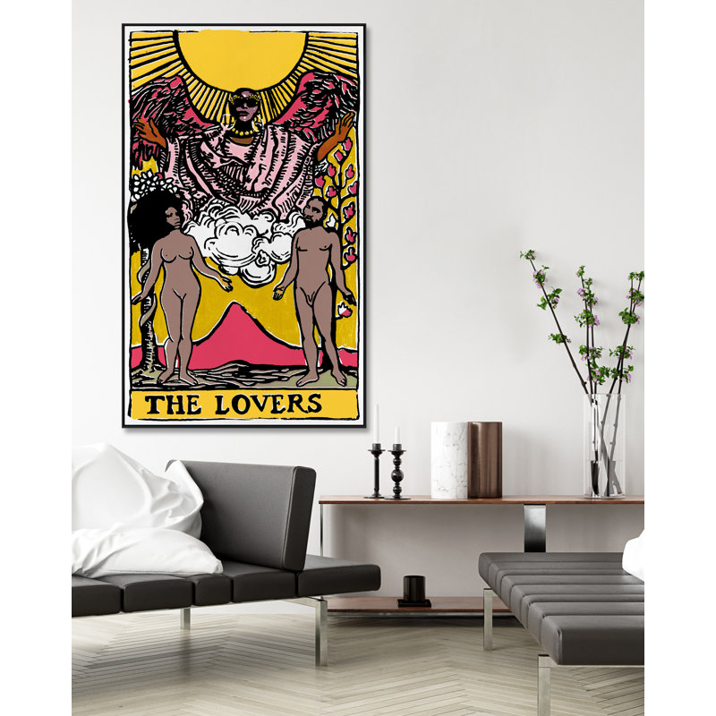 Les amoureux par Rita Taverni sur toile, Cadre noir, H 41 po x l 25 po
