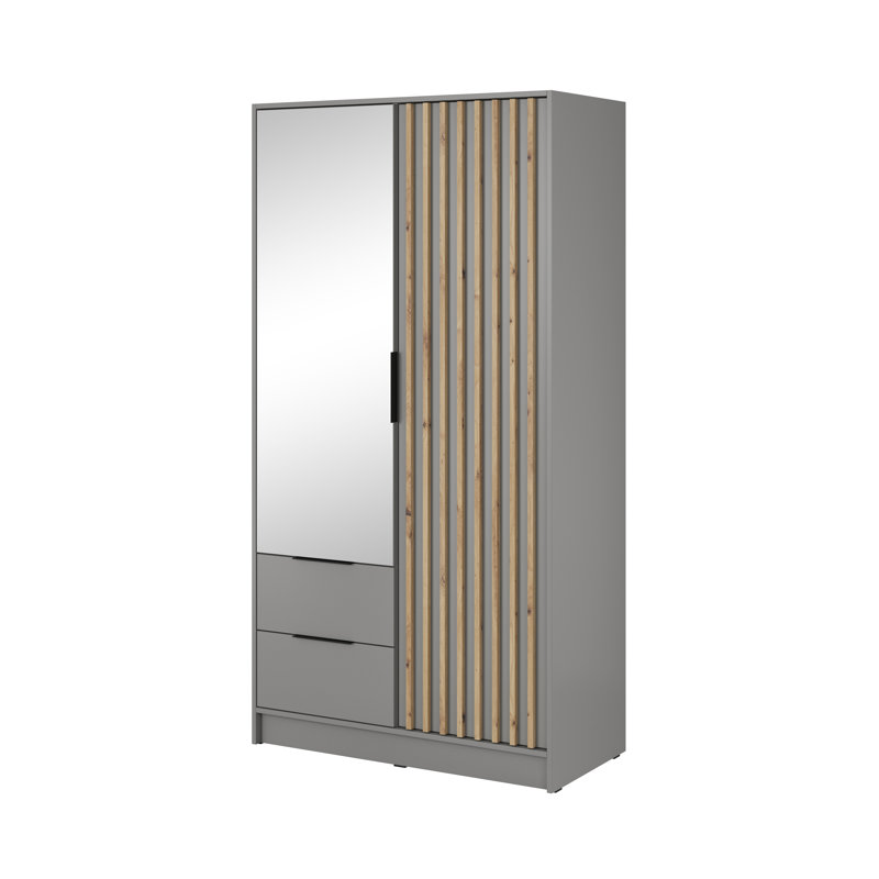 Anduin 2 Door Manufactured Wood Wardrobe, Grey/Oak Artisan