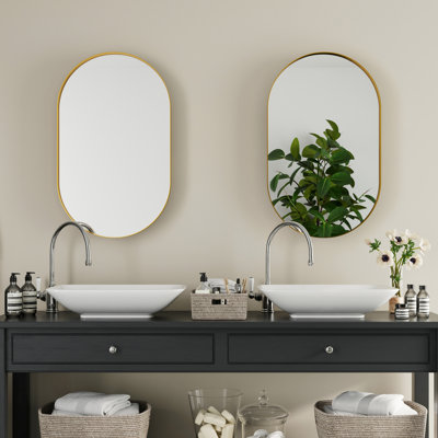 Armoire de salle de bain encastrée ovale 20 po x 34 po avec tablette de rangement réglable et miroir