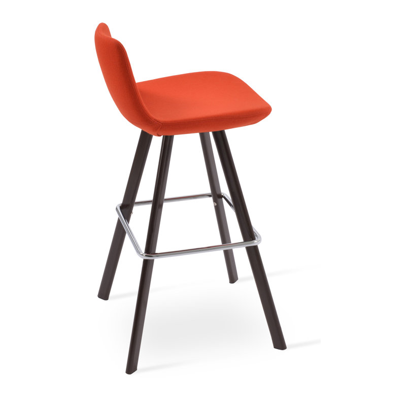 Tabouret de comptoir bar & Pera, Laine orange Camira, Noyer, Tabouret de bar (siège d'une hauteur de 29 po)